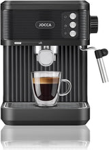 Jocca Espressomaschine Schwarz 850W – 20 Bar Druck, 1,8L Tank, Milchaufschäumer, Edelstahl