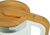 JOCCA Elektrischer Wasserkocher 1,8L, Nature-Line Weiss, 360° Basis, Borosilikatglas, Schnellkoch, Auto-Abschaltung, energiesparend, modern