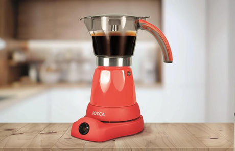 Jocca elektrische Espresso Kaffeemaschine in rot  auf der KÃ¼chenzeile