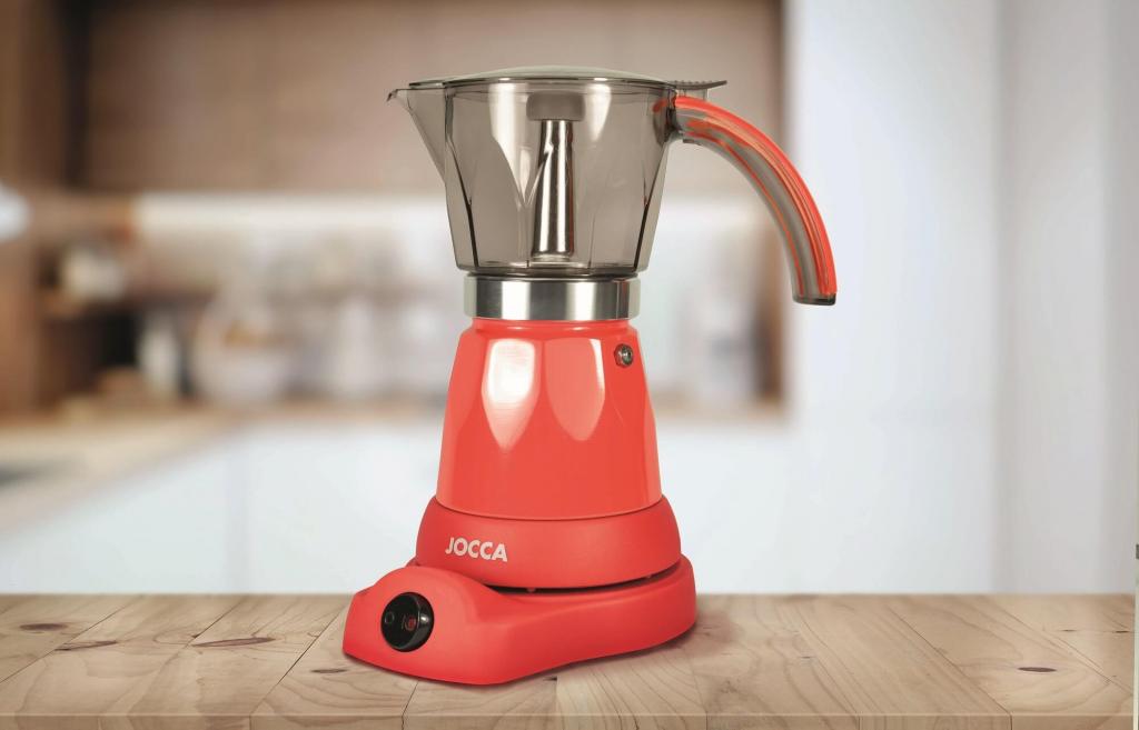 Jocca elektrische Espresso Kaffeemaschine in rot für bis zu 6 Tassen mit 360° drehbarem Kopf