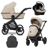 Kunert BRAV 3 in1 Kinderwagen mit schwarzem Rahmen, Gelrädern und Cosmo Autositz