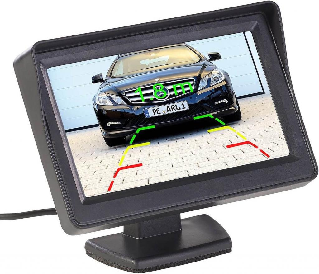 Lescars Rückfahrkamera PA-470 Funk Nummernschild, Einparkhilfe, kabellos, LCD-Farbmonitor