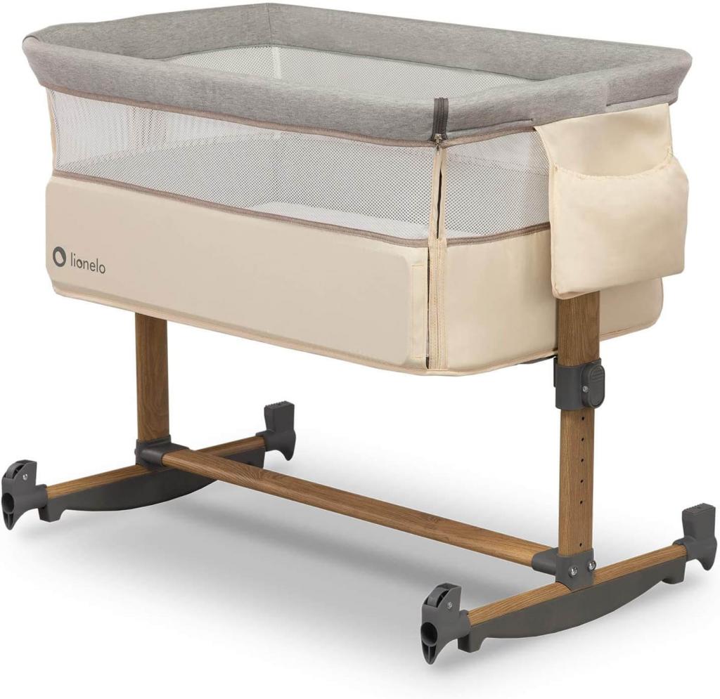 Lionelo Leonie Beige Baby 3in1 Beistellbett mit Matratze höhenverstellbar mit Schaukelfunktion