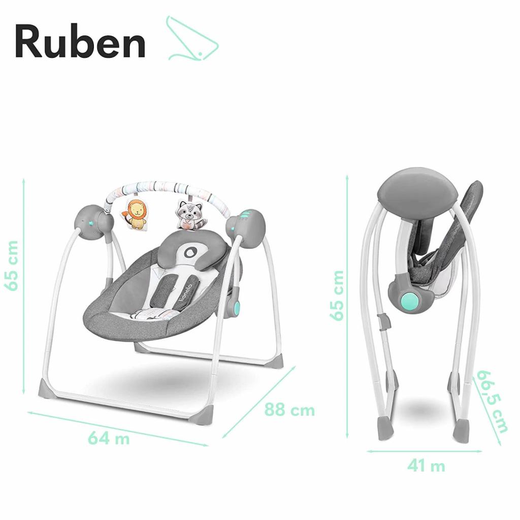 Lionelo Ruben türkis Babyschaukel Schaukel Wippe Babywippe mit Moskitonetz 0-12 kg