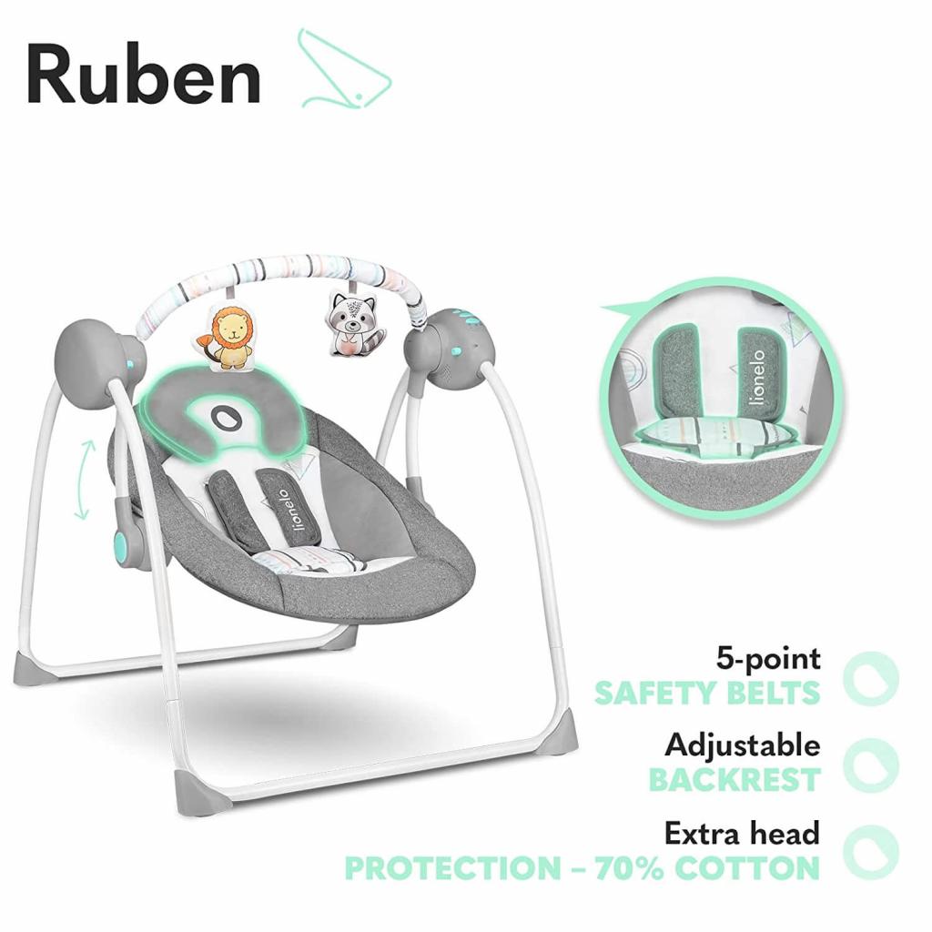 Lionelo Ruben türkis Babyschaukel Schaukel Wippe Babywippe mit Moskitonetz 0-12 kg