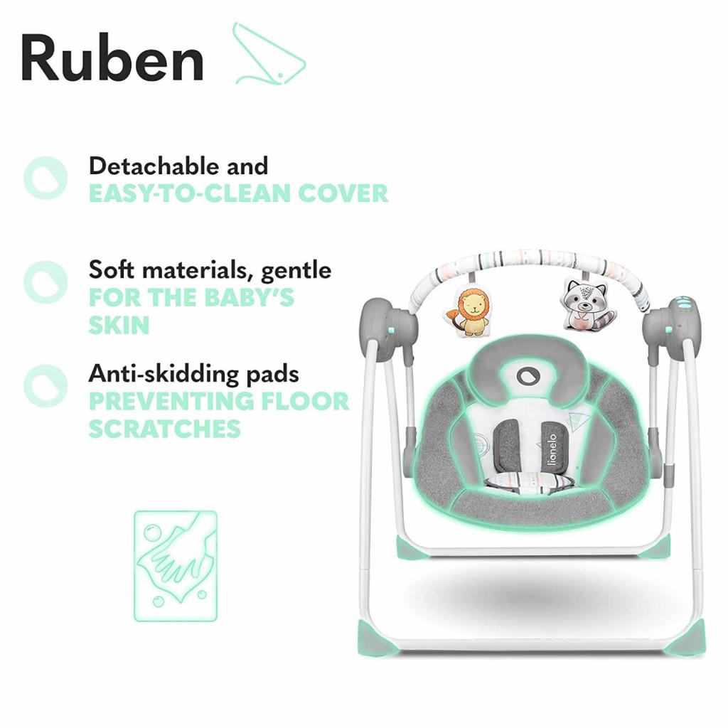 Lionelo Ruben türkis Babyschaukel Schaukel Wippe Babywippe mit Moskitonetz 0-12 kg