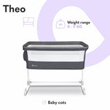 lionelo Theo Baby Zustellbett dunkelgrau Seitenansicht