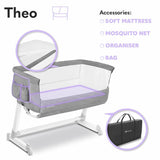 Lionelo Theo concrete Baby Beistellbett Kinderbett grau Babybett Zustellbett