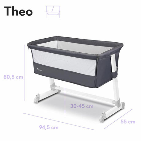 lionelo Theo Baby Zustellbett dunkelgrau Vorderseite