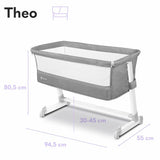 Lionelo Theo concrete Baby Beistellbett Kinderbett grau Babybett Zustellbett