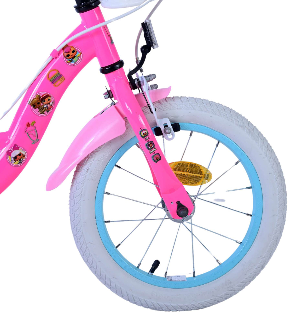 Volare Dolls Kinderfahrrad für Mädchen - 14 Zoll in Rosa mit Handbremsen