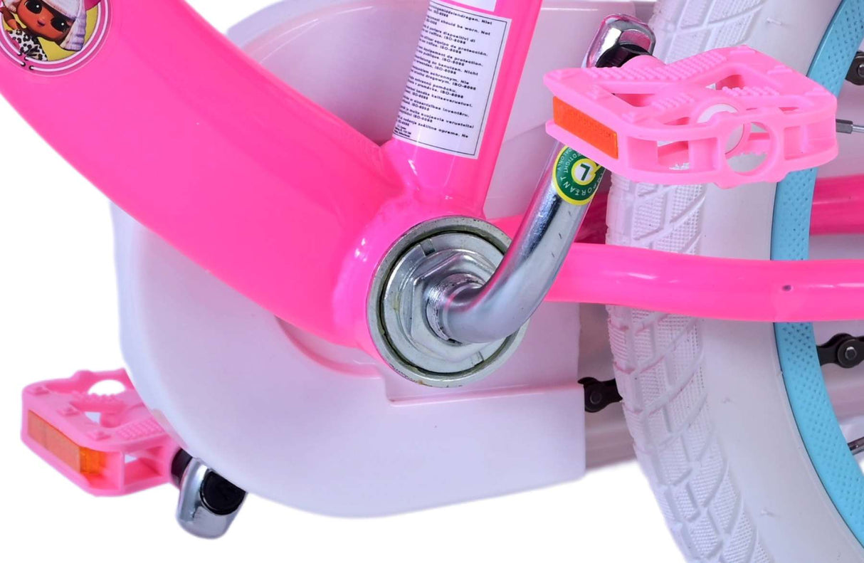 Volare Dolls Kinderfahrrad für Mädchen - 14 Zoll in Rosa mit Handbremsen