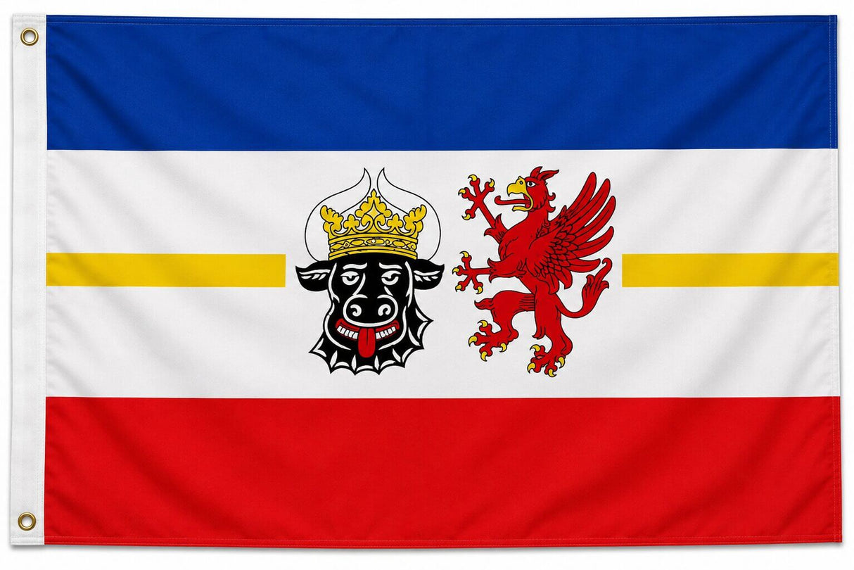 Flagge Mecklenburg-Vorpommern 90 x 150 cm Fahne mit 2 Ösen 100g/m² Stoffgewicht Hiss