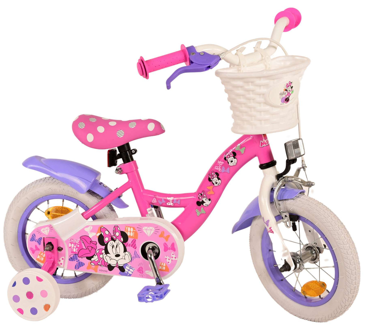 Volare Disney Minnie Kinderfahrrad 12 Zoll Pink - Sicherheit und Spaß für kleine Fahrradfans!