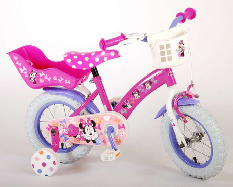 Rosa Minnie-Bike mit bequemem weichen Sattel und Puppensitz