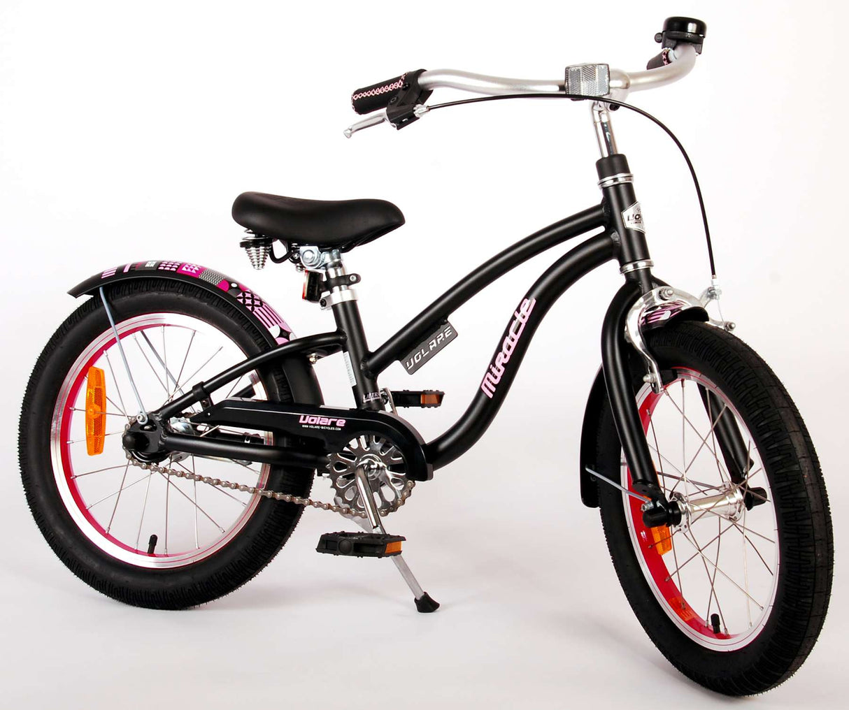 Volare Miracle Cruiser Kinderfahrrad - Mädchen - 16 Zoll - Mattschwarz - Prime Collection