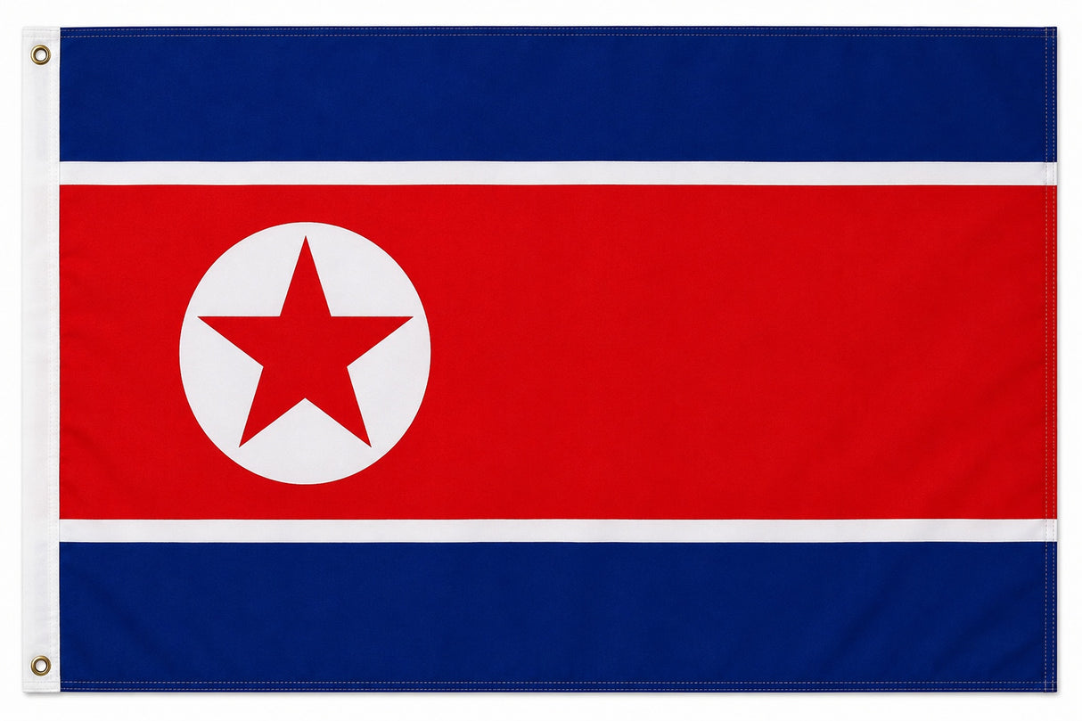 Flagge Nordkorea 90 x 150 cm Fahne mit 2 Ösen 100g/m² Stoffgewicht Hissflagge zum Hissen