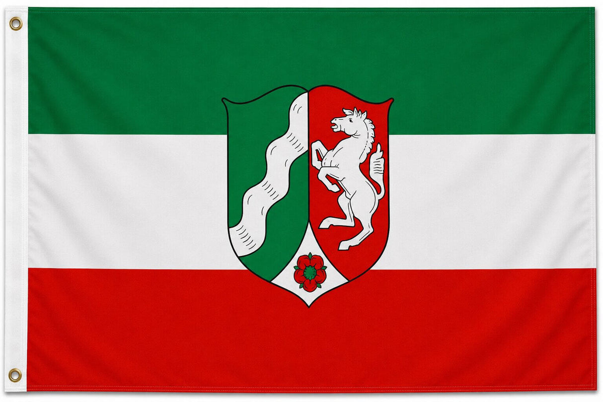 Flagge Nordrhein-Westfalen 90 x 150 cm Fahne mit 2 Ösen 100g/m² Stoffgewicht Hissen