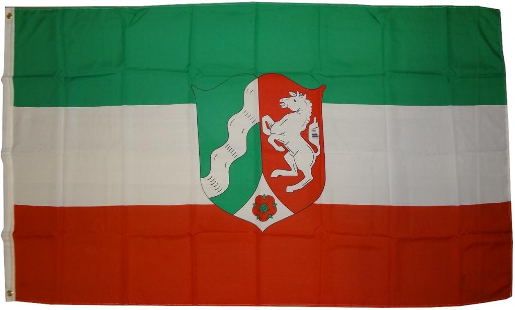Flagge Nordrhein-Westfalen 90 x 150 cm Fahne mit 2 Ösen 100g/m² Stoffgewicht Hissen
