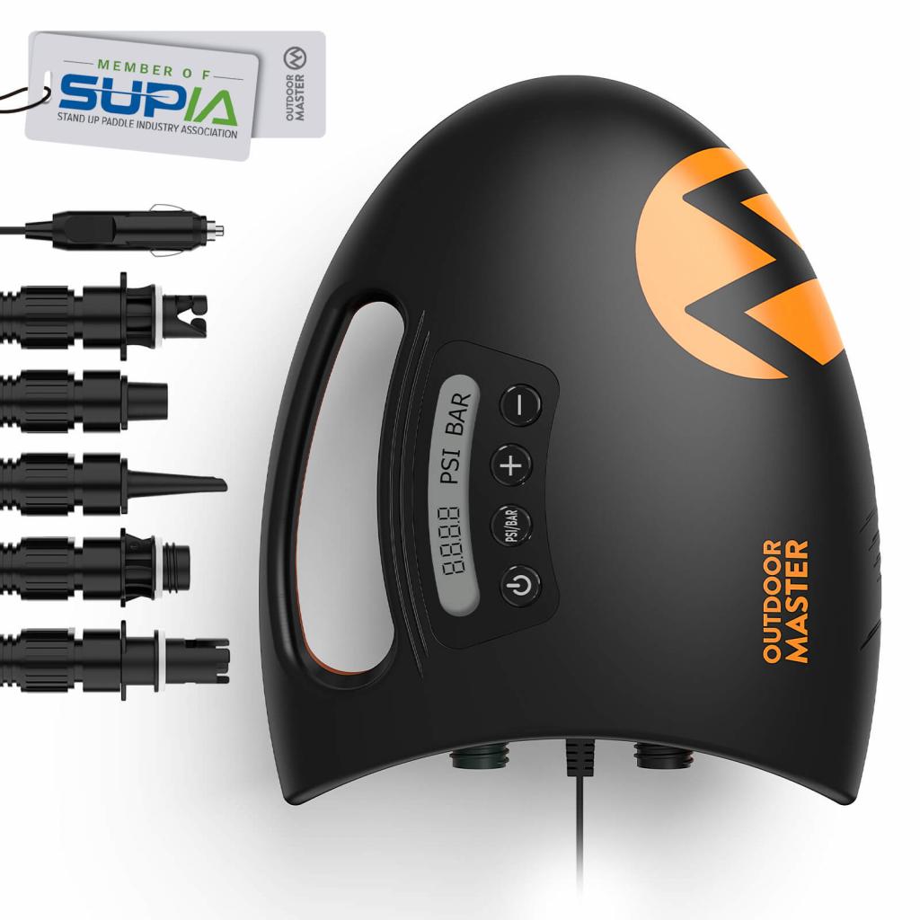 OutdoorMaster The Shark Elektrische Luftpumpe SUP Pumpe Hochdruck mit 20PSI 12V DC