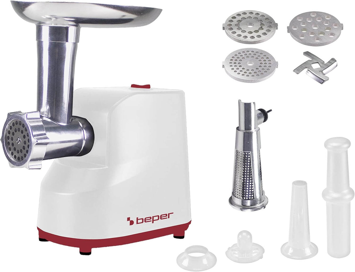 Beper Elektrischer Fleischwolf & Tomatenpresse P102ROB200, 1200 W, mit 3 Edelstahl-Matrizen