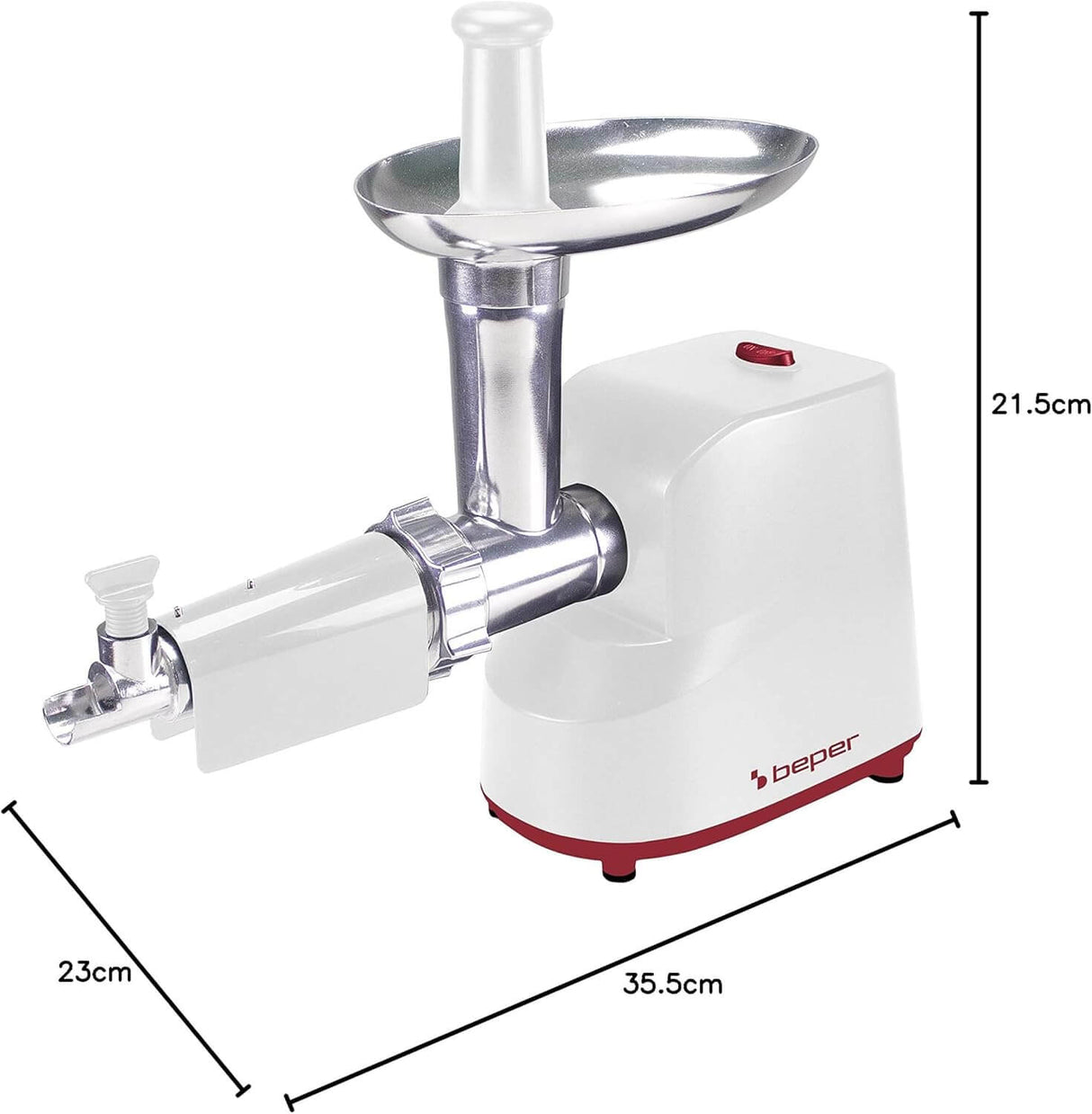 Beper Elektrischer Fleischwolf & Tomatenpresse P102ROB200, 1200 W, mit 3 Edelstahl-Matrizen
