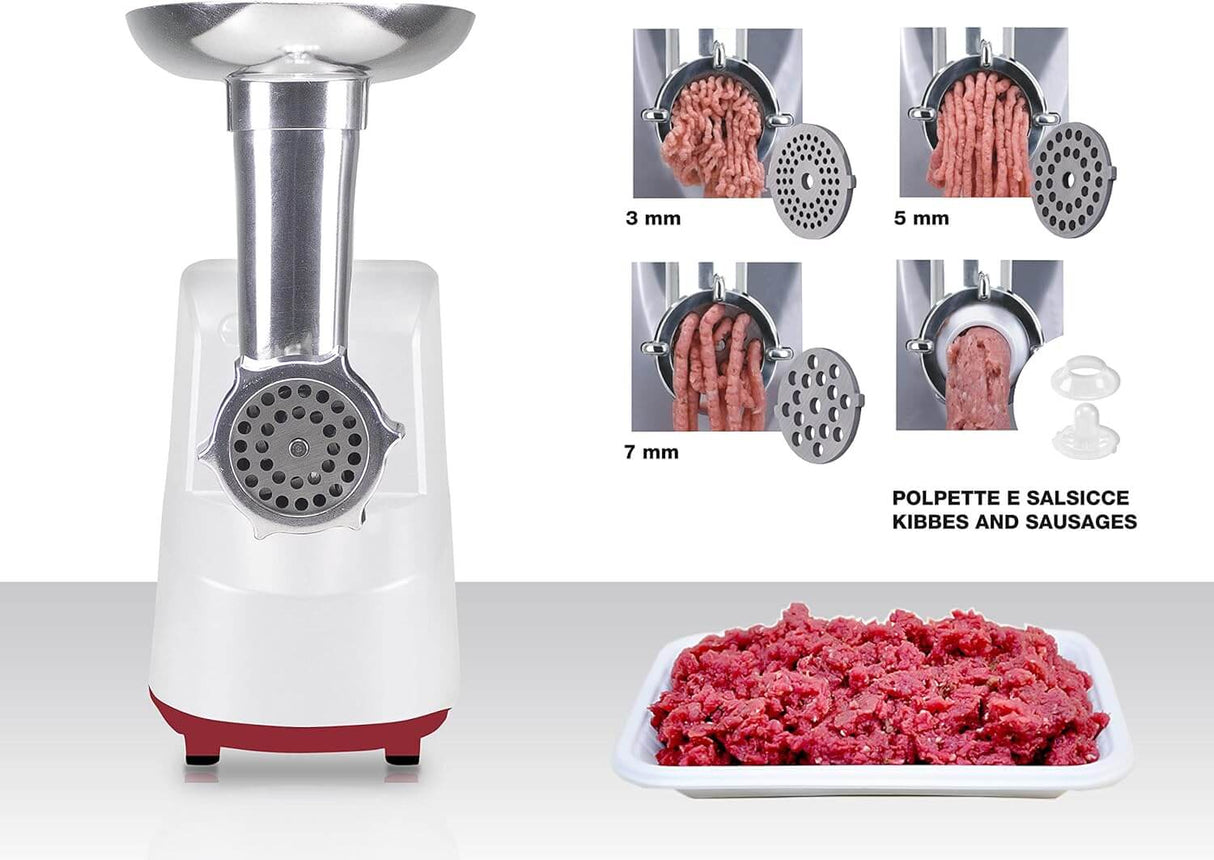 Beper Elektrischer Fleischwolf & Tomatenpresse P102ROB200, 1200 W, mit 3 Edelstahl-Matrizen