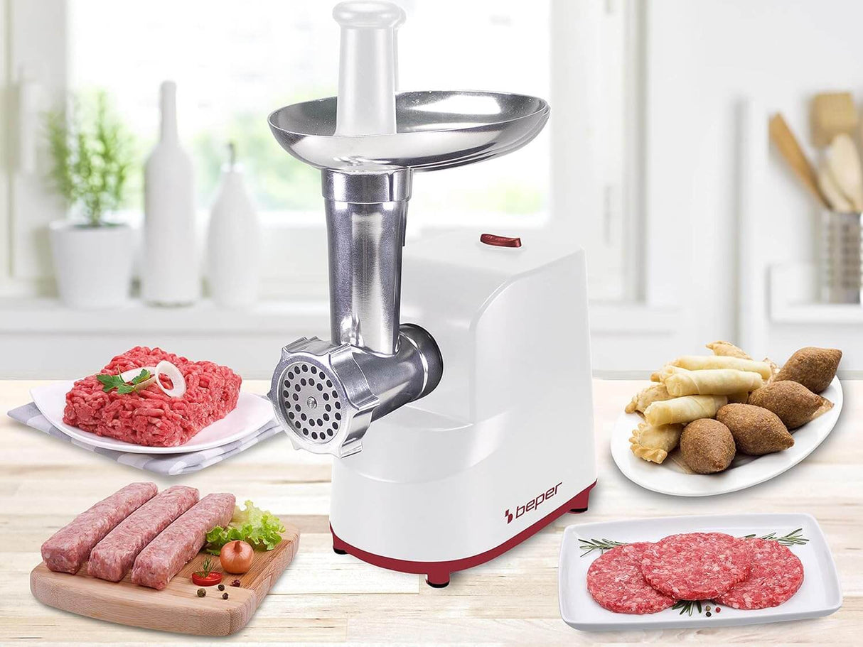 Beper Elektrischer Fleischwolf & Tomatenpresse P102ROB200, 1200 W, mit 3 Edelstahl-Matrizen