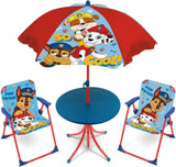 Kinder-Tischset mit 2 Stühlen und Sonnenschirm im Paw-Patrol-Design, ideal für Kinderzimmer, Terrasse oder Garten