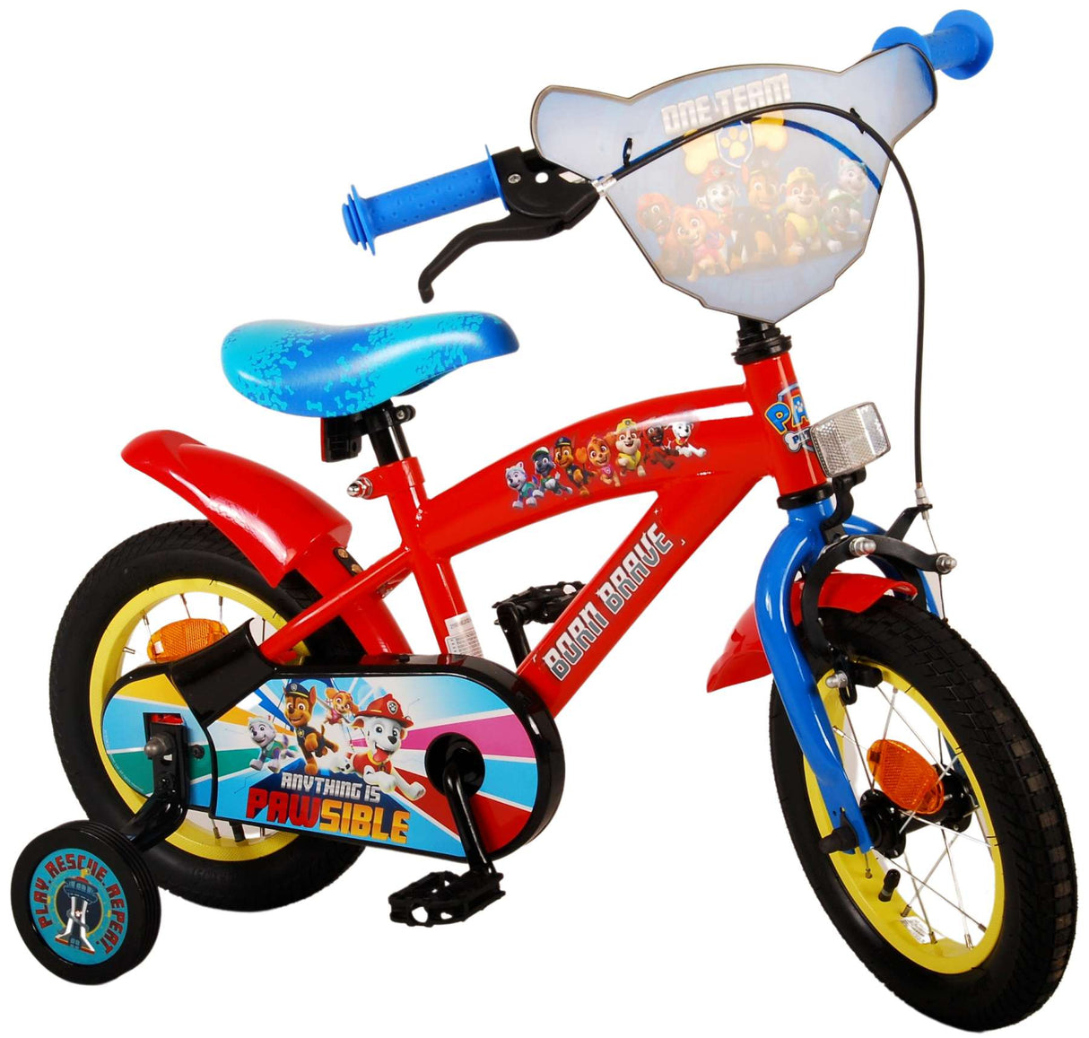 Volare Paw Patrol Kinderfahrrad - Jungen - 12 Zoll - Rot / Blau