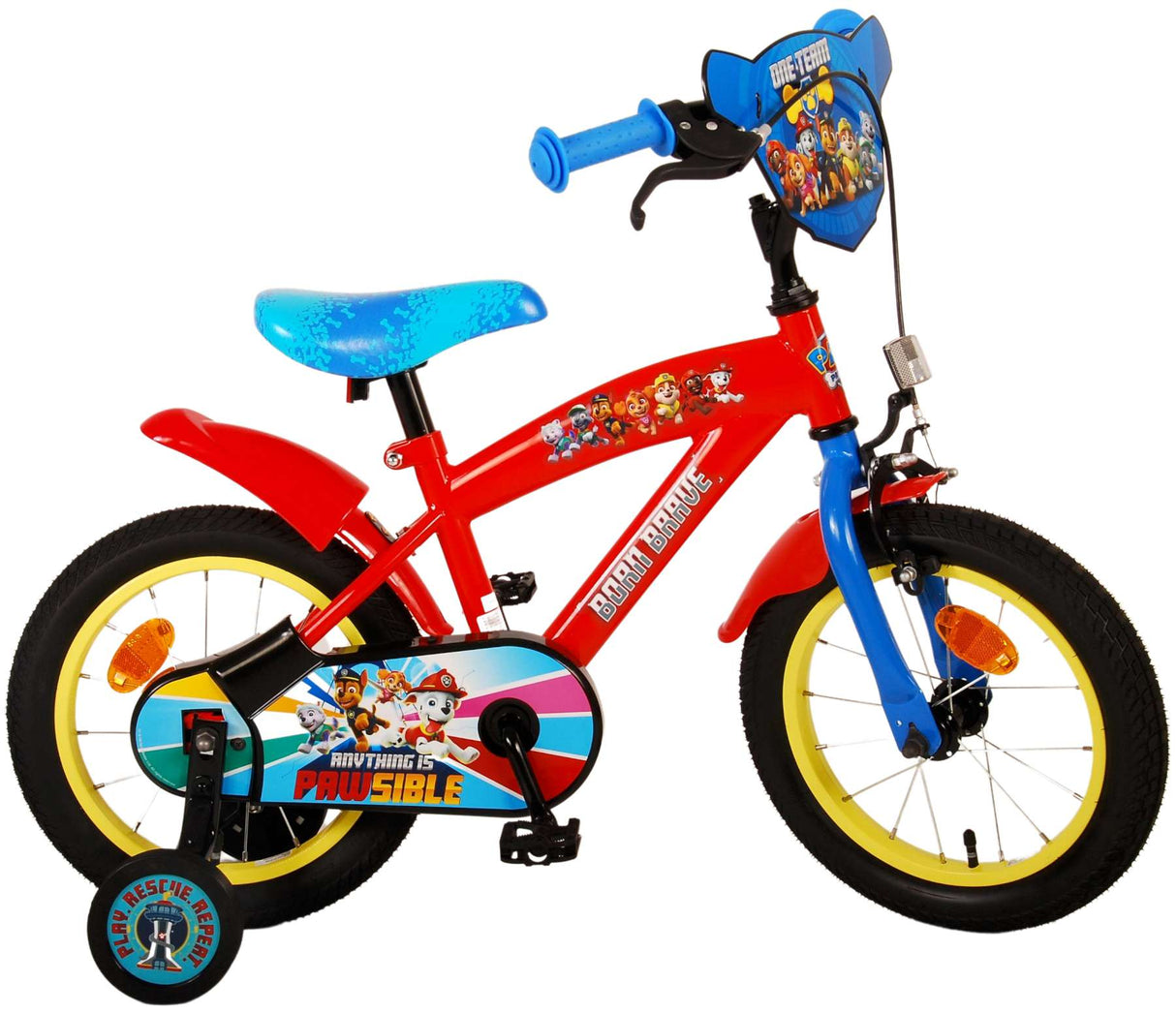 Volare Paw Patrol Kinderfahrrad - Jungen - 14 Zoll - Rot/Blau