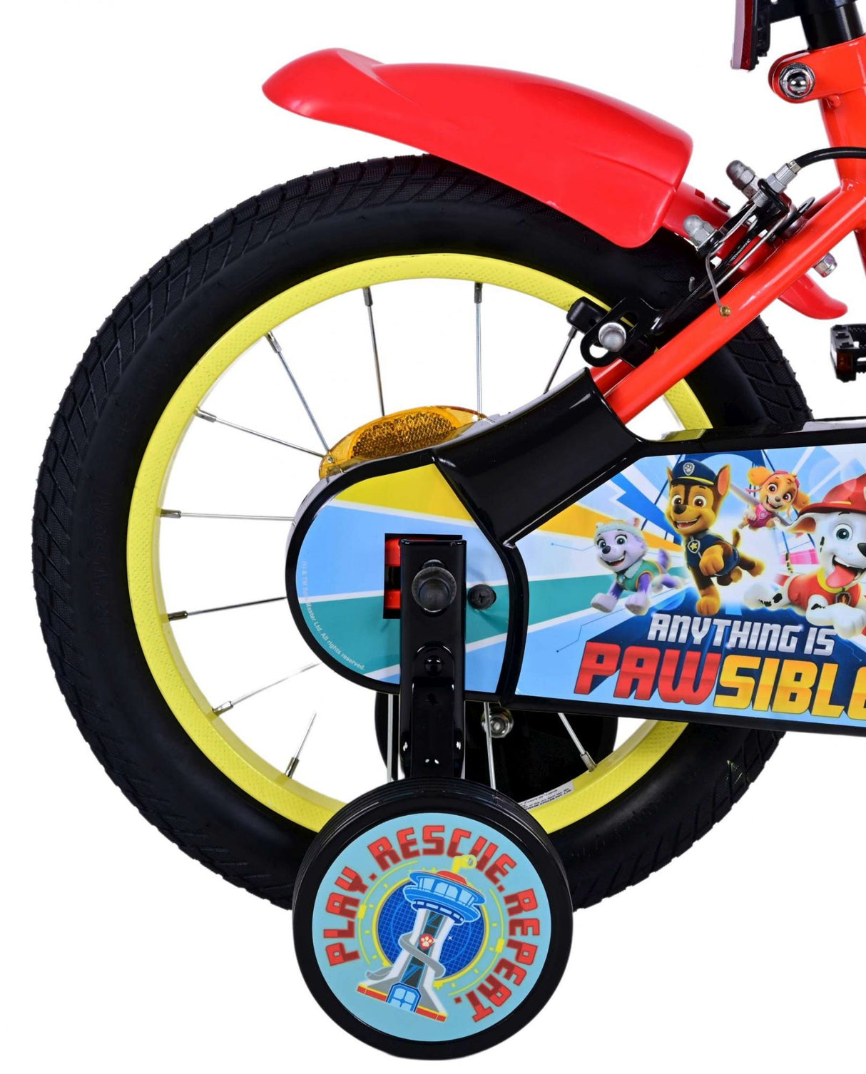Volare Paw Patrol 21510 14-Zoll-Kinderfahrrad Rot Blau mit zwei Handbremsen - Sicherheit, Komfort und Spaß für jedes Kind!