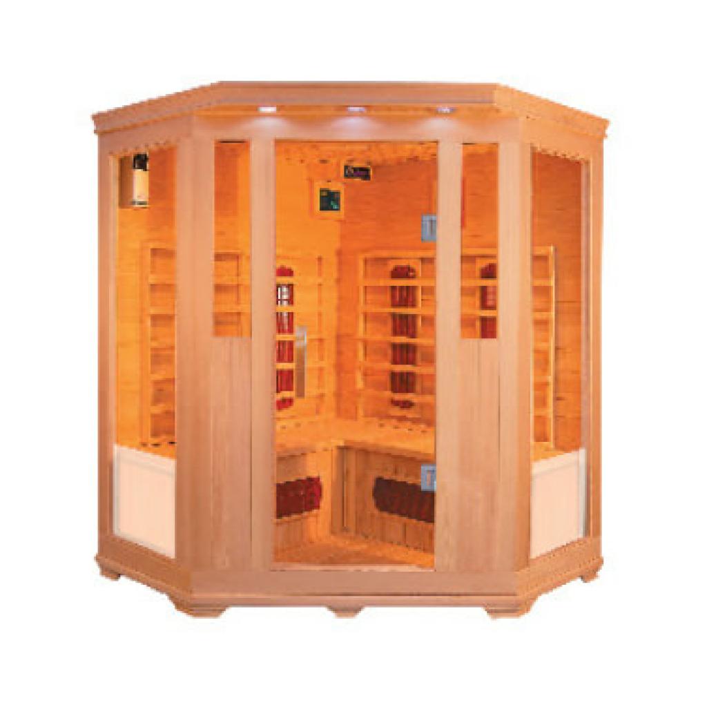 PureHaven Infrarotkabine 150x150x60x120x60 cm aus Hemlock Holz Bluetooth-Soundsystem Timer Lichttherapie in 4 Farben digitale Steuerung