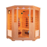 PureHaven Infrarotkabine 150x150x60x120x60 cm aus Hemlock Holz Bluetooth-Soundsystem Timer Lichttherapie in 4 Farben digitale Steuerung