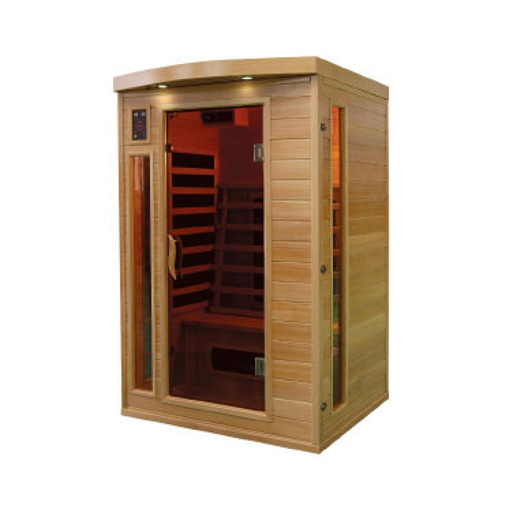 PureHaven Infrarotkabine 120x105x190 cm aus Pacific Coast Hemlock-Holz Bluetooth-Soundsystem Timer Lichttherapie in 4 Farben digitale Steuerung