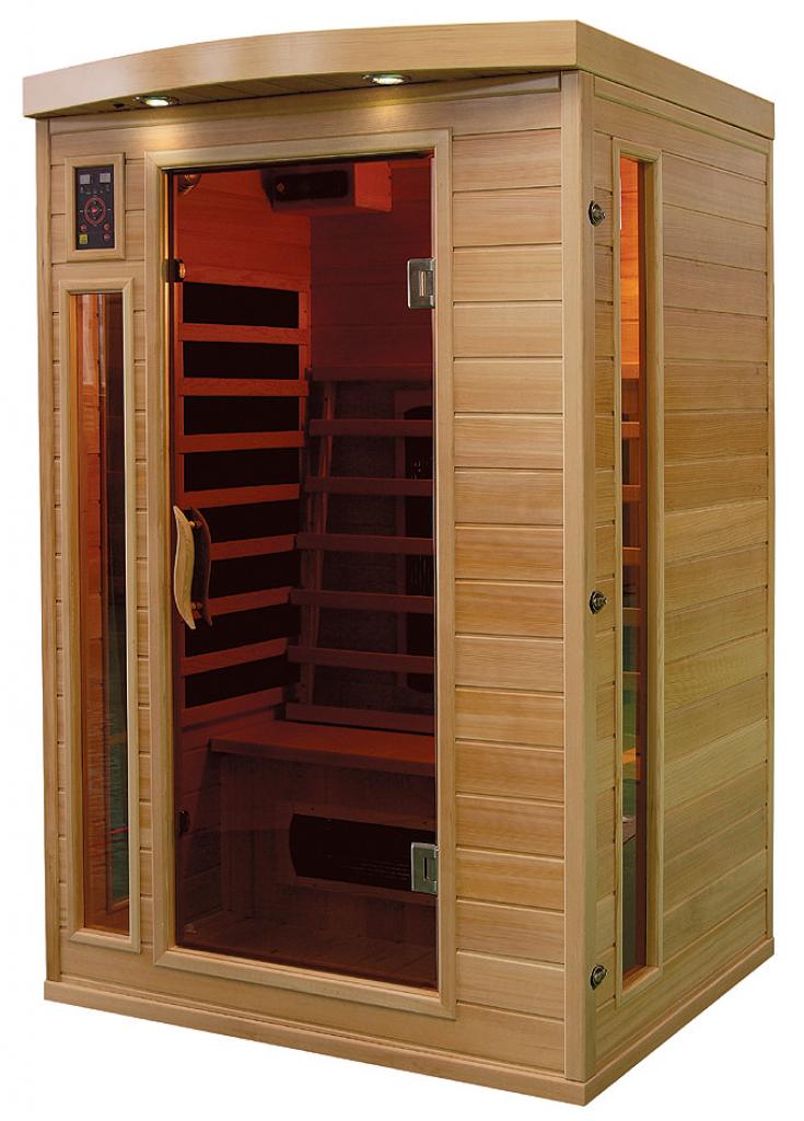 PureHaven Infrarotkabine 120x105x190 cm aus Pacific Coast Hemlock-Holz Bluetooth-Soundsystem Timer Lichttherapie in 4 Farben digitale Steuerung