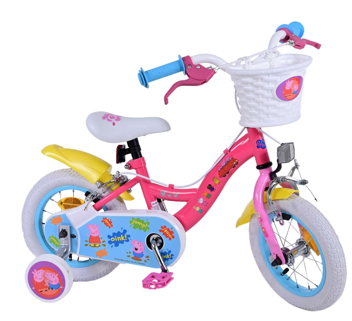 Volare Peppa Pig 12-Zoll-Kinderfahrrad Pink mit abnehmbaren Stützrädern und zwei Handbremsen - Sicherheit und Komfort