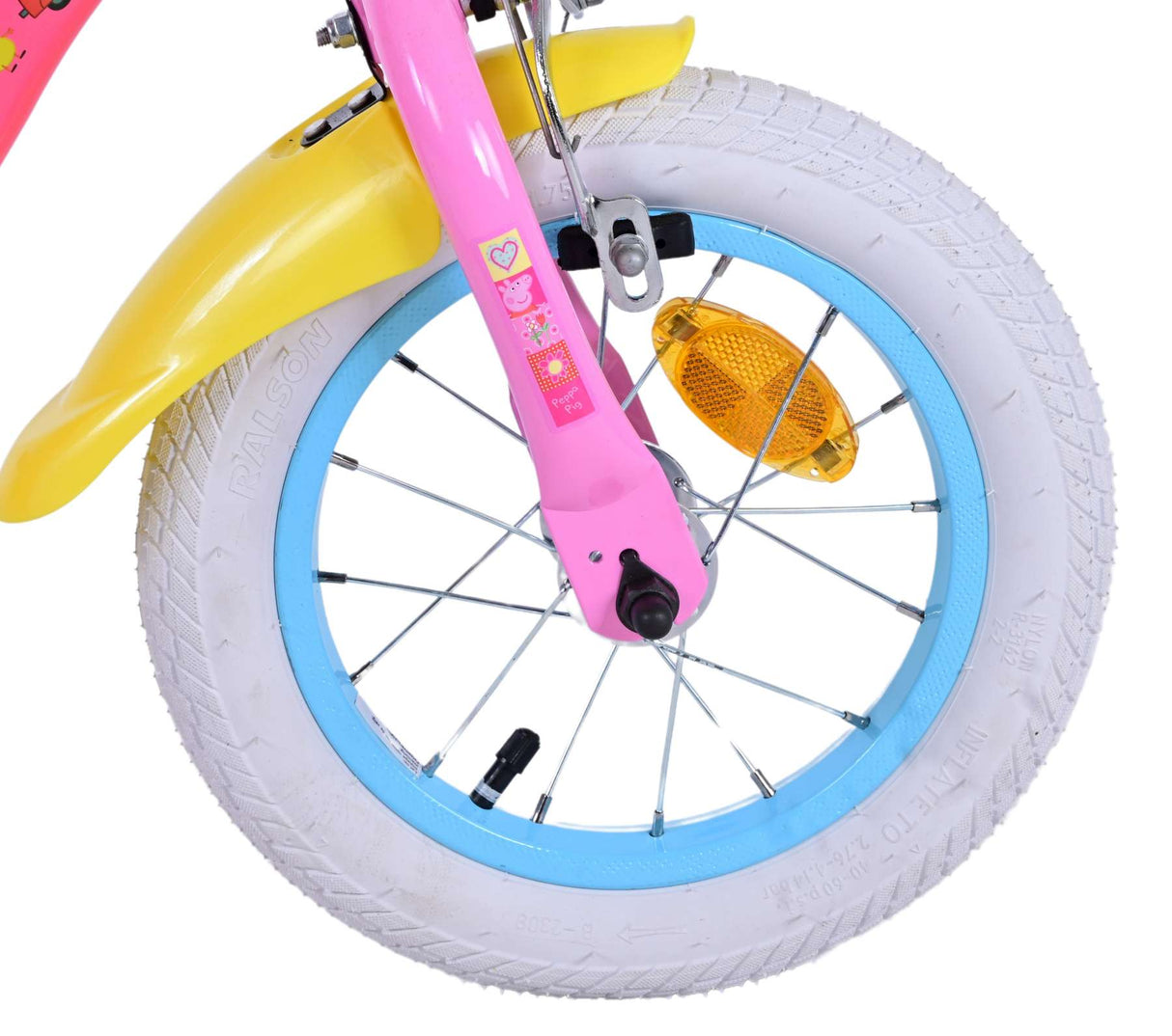 Volare Peppa Pig 12-Zoll-Kinderfahrrad Pink mit abnehmbaren Stützrädern und zwei Handbremsen - Sicherheit und Komfort