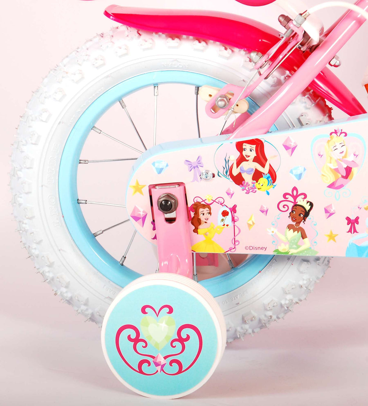 Volare Disney Princess Kinderfahrrad - Mädchen - 12 Zoll - Rosa - Zwei Handbremsen