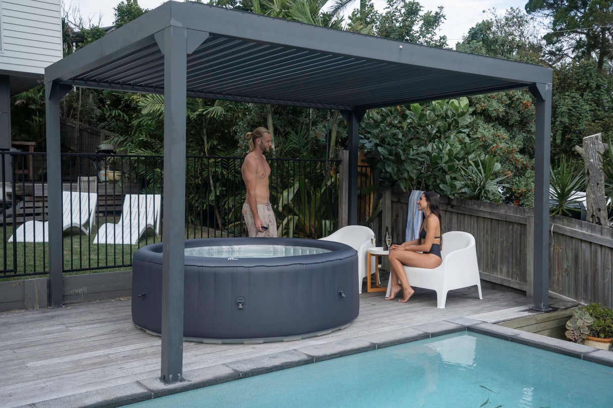 Purehaven MSPA Aufblasbarer Whirlpool Aurora für 6 Personen | 138 Massagedüsen, LED-Beleuchtung, PTC-Heizung, UVC-Desinfektion, Outdoor Spa
