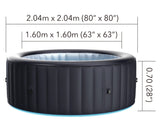 Purehaven MSPA Aufblasbarer Whirlpool Aurora für 6 Personen | 138 Massagedüsen, LED-Beleuchtung, PTC-Heizung, UVC-Desinfektion, Outdoor Spa
