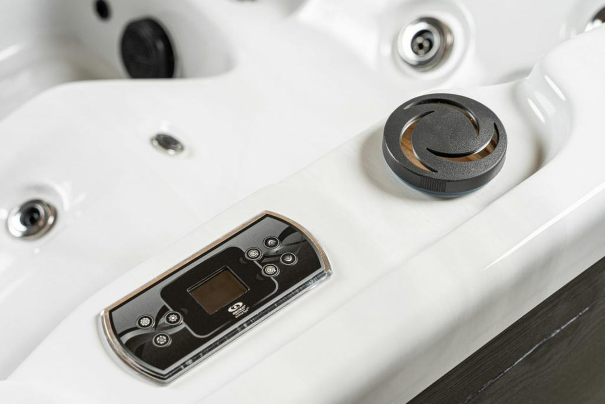PureHaven American Outdoor-Whirlpool 215x215 cm 5 Personen Rücken- Gesäß- Nacken- & Fußreflexzonenmassage Filtersystem Wasserfall 1650 L