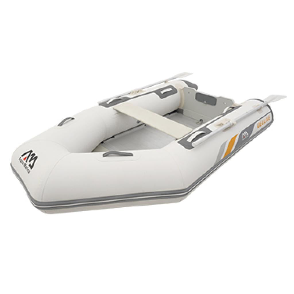 Aqua Marina Schlauchboot 4 Personen 296x153 cm mit Hochdruck-PVC-Gewebe Handpumpe Sitzbank Transporttasche Holzboden Paddel bis 10 PS Weiß