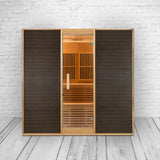 PureHaven Infrarotsauna 160x210x200 cm für 6 Personen Saunaofen aus kanadisches Hemlock-Tannenholz Thermometer Schöpfkelle Saunasteine
