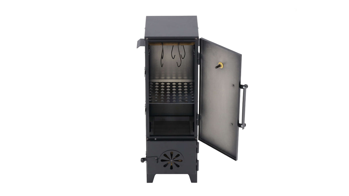 Räucherofen DUO frontal mit geöffneter Tür