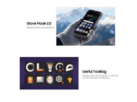Explosionszeichnung der Gehäusekonstruktion des Blackview ROCK 2. Zeigt die Stoßfestigkeit durch schockabsorbierendes Gummi ("Schockproof Rubber") und die kratzfeste Rückseite ("Scratch resistant").