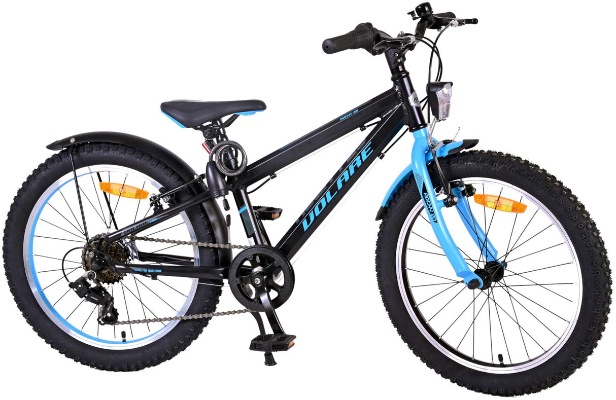 Volare Rocky Kinderfahrrad - 20 Zoll - Schwarz Blau - 95% fertig - 6 speed - Prime Collection