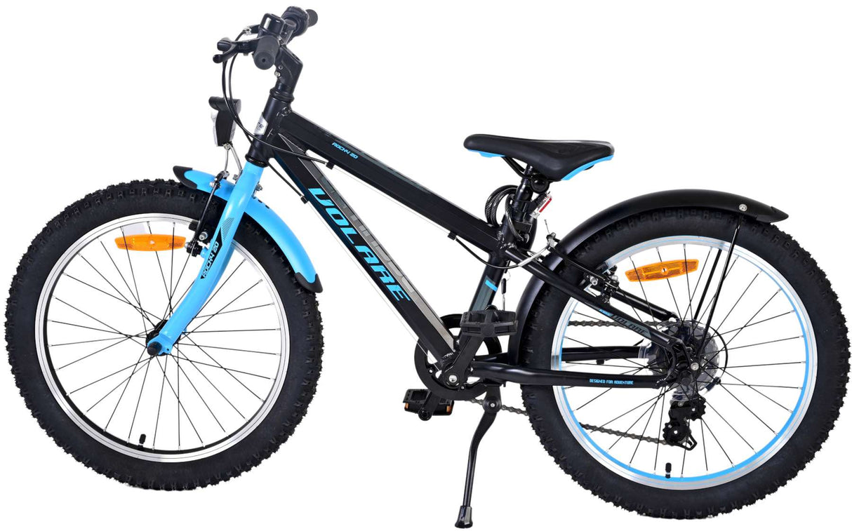 Volare Rocky Kinderfahrrad - 20 Zoll - Schwarz Blau - 95% fertig - 6 speed - Prime Collection
