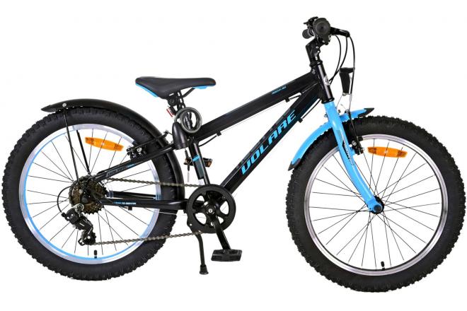 Volare Rocky Kinderfahrrad - 20 Zoll - Schwarz Blau - 95% fertig - 6 speed - Prime Collection
