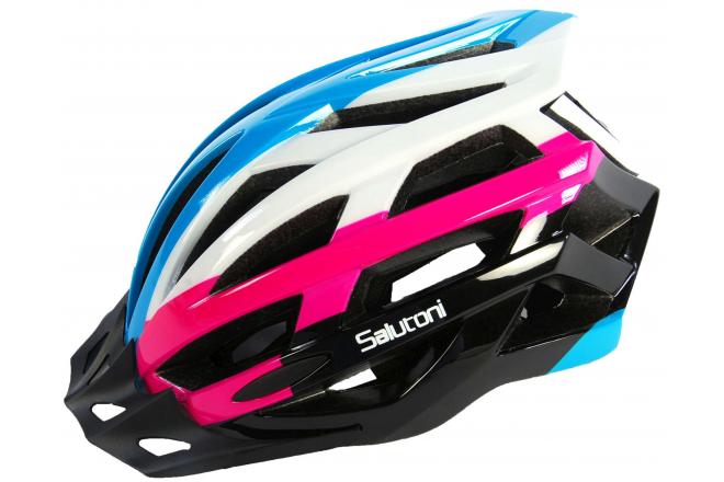 Salutoni Damen-Fahrradhelm - Blau Weiß Rosa - 58-61 cm